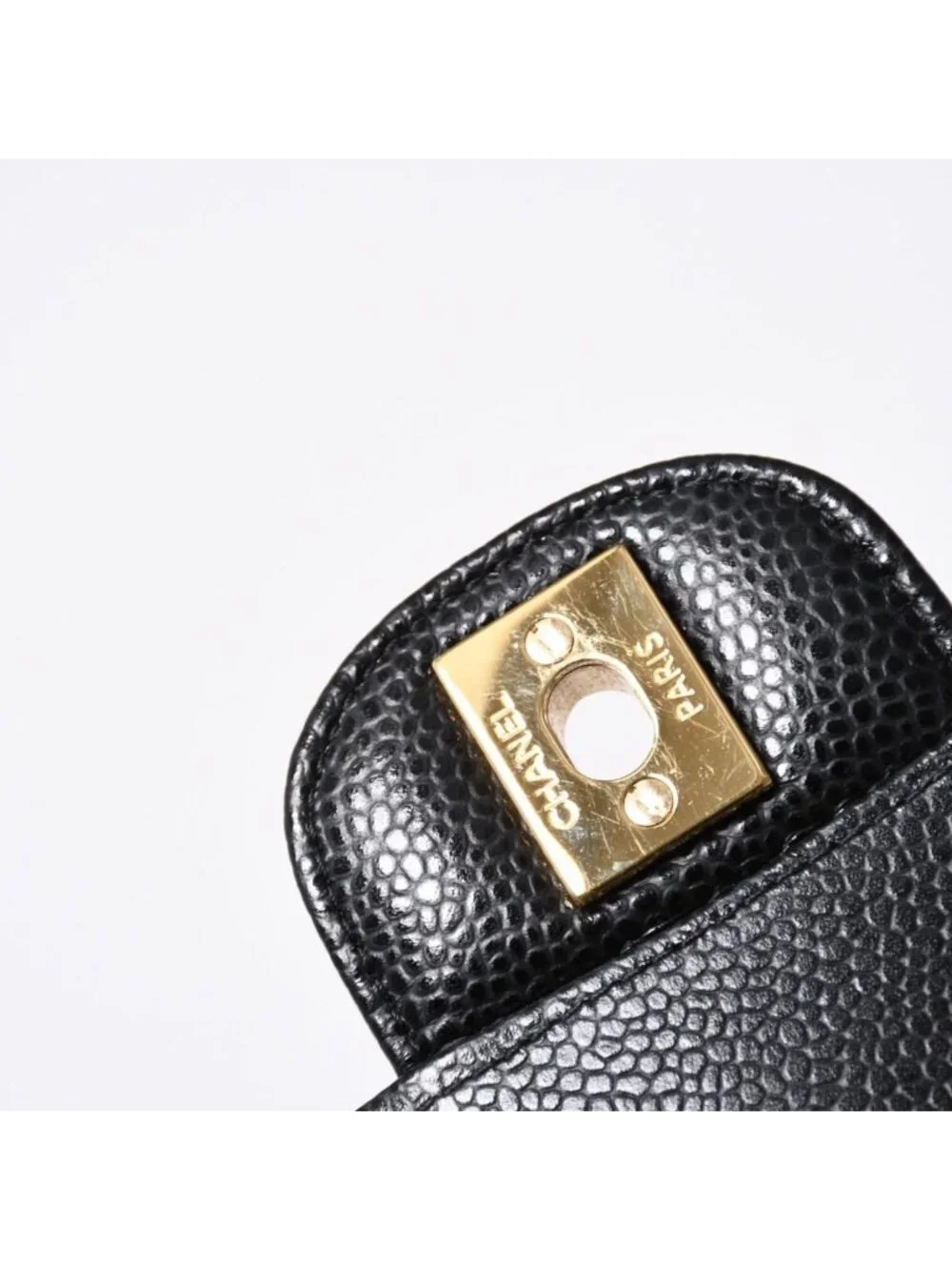 Chanel Quilted 23 Double Flap Chain Shoulder Bag CC Logo Caviar Leather Black